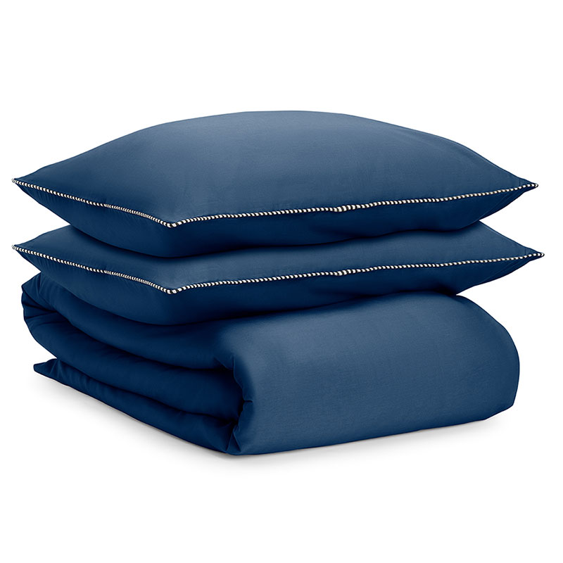 Tkano Комплект постельного белья темно-синего цвета с контрастным кантом Essential Tkano