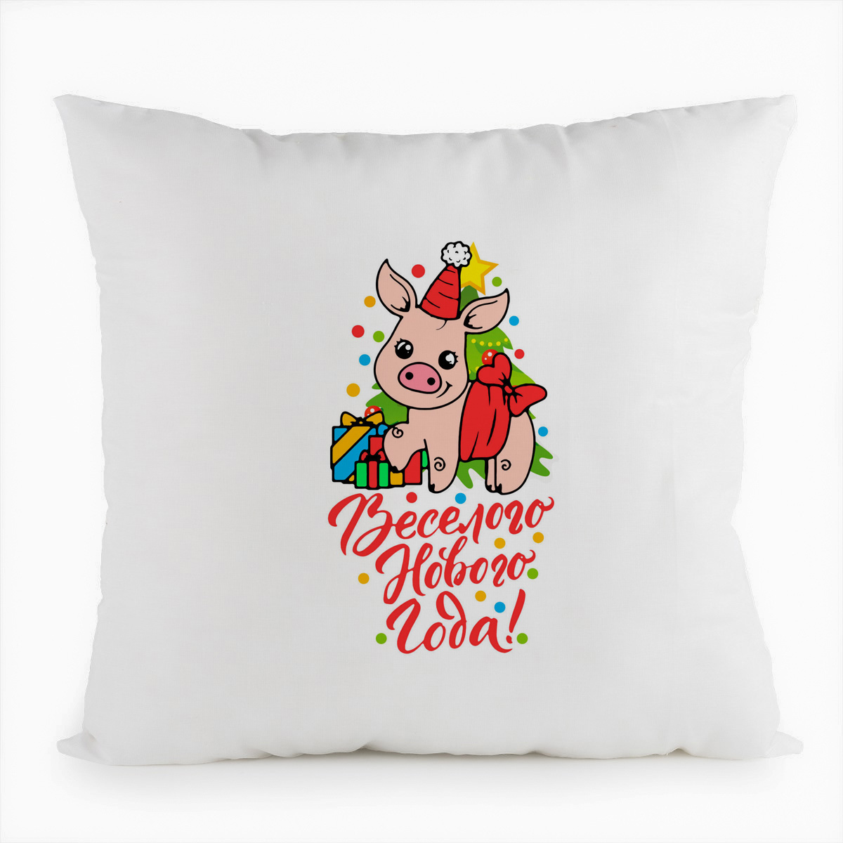 

Подушка белая CoolPodarok Веселого нового года, Белый