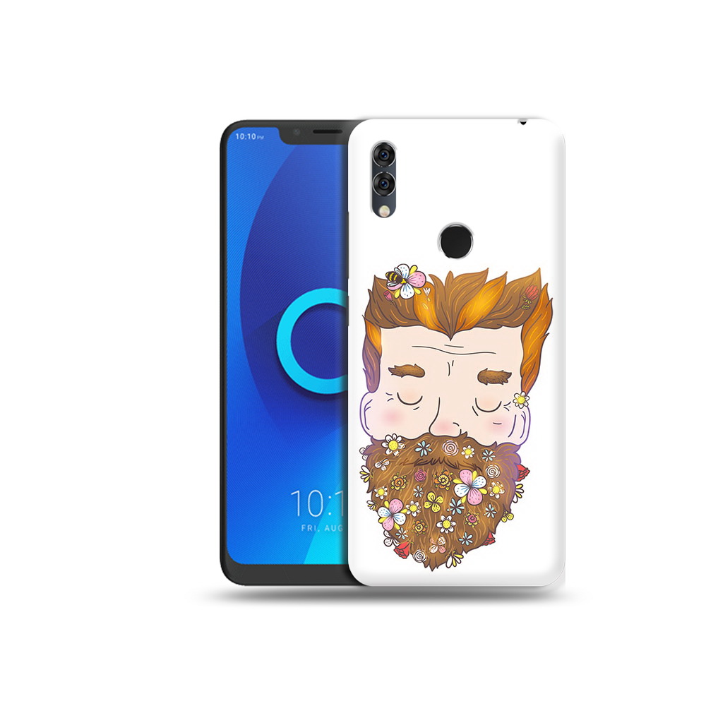 

Чехол MyPads Tocco для Alcatel 5V мужчина с цветами в бороде, Прозрачный, Tocco