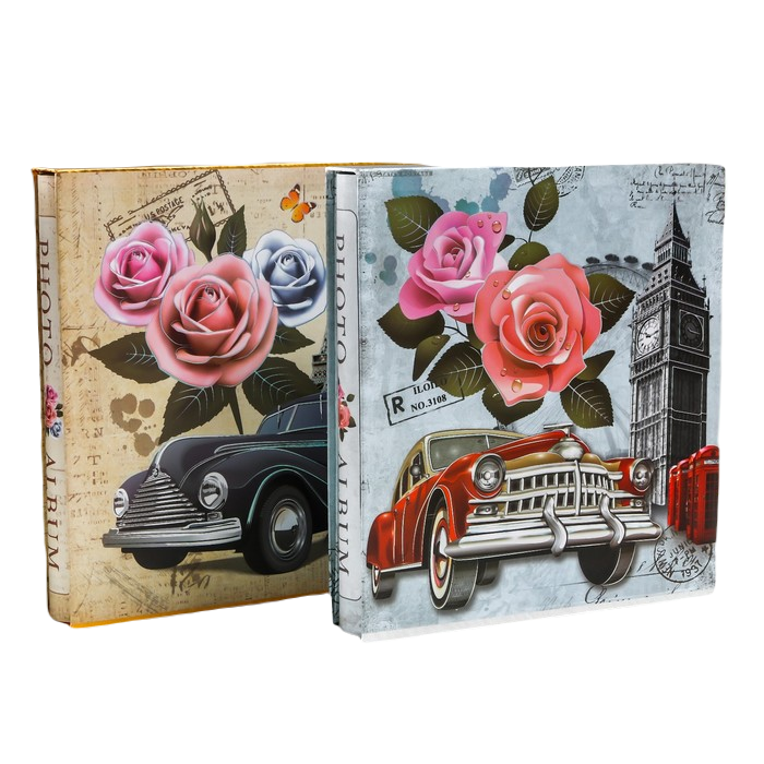 

Фотоальбом на 500 фото 10х15 см Башня, автомобиль и цветы в коробке МИКС 33,5х30х5,5 см