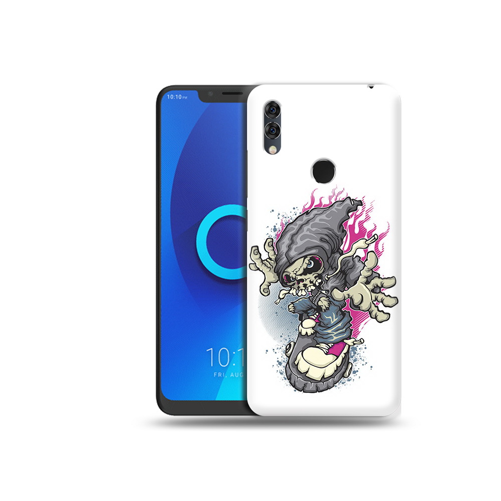 

Чехол MyPads Tocco для Alcatel 5V нарисованный скелет на скейт борде, Прозрачный, Tocco