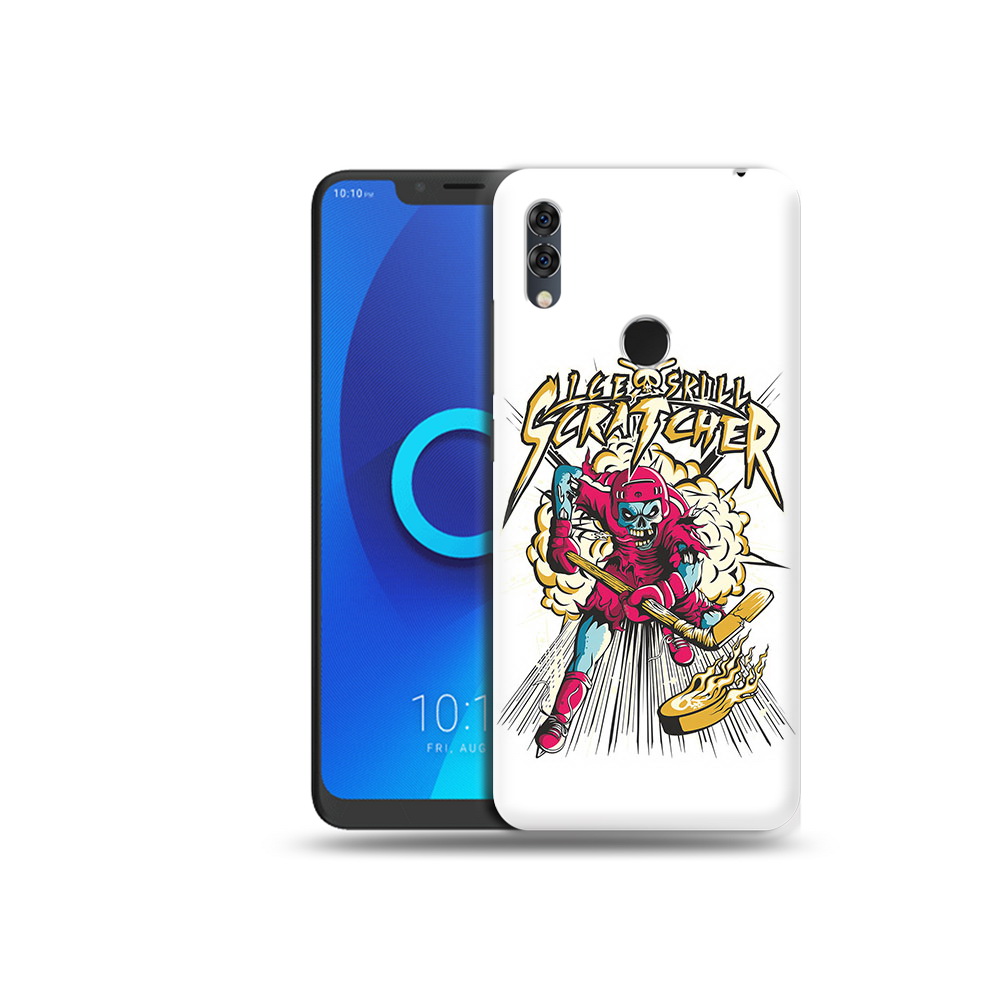 

Чехол MyPads Tocco для Alcatel 5V нарисованный скелет хоккеист, Прозрачный, Tocco
