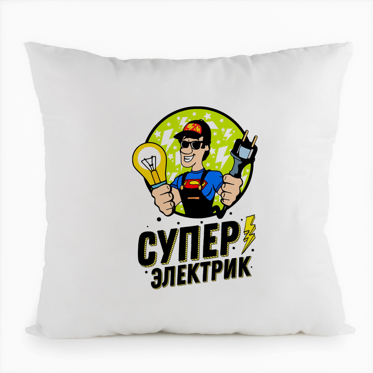 фото Подушка белая coolpodarok профессия. крутой электрик