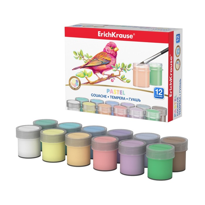 

Гуашь 12 цветов х 20 мл ErichKrause Pastel, в картонной упаковке, Разноцветный