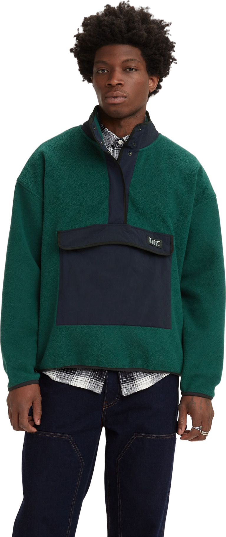 Толстовка мужская Levi's Men Polar Fleece Mock Neck Sweatshirt зеленая XL