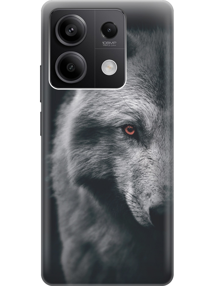 

Силиконовый чехол на Xiaomi Redmi Note 13 5g с рисунком "Красноглазый волк", Красный;серый;черный, 20012075