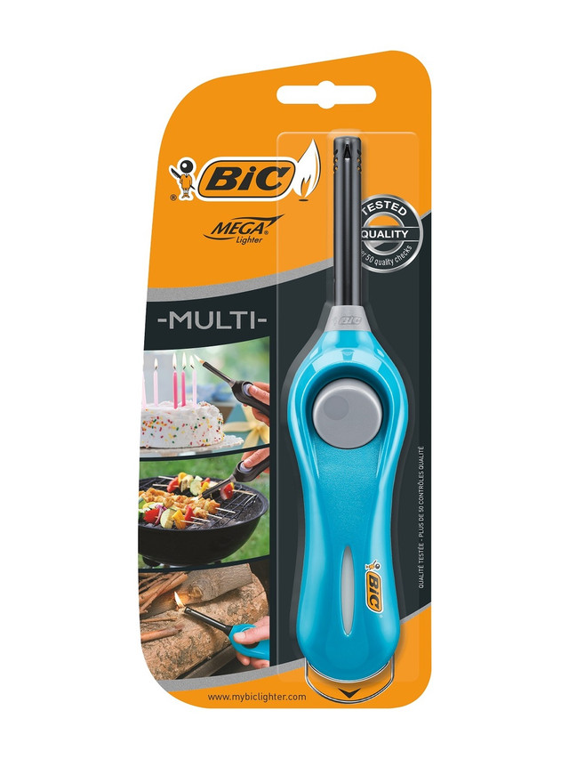 

Зажигалка бытовая, газовая, электронная, бирюзовый корпус, BIC Megalighter Multi