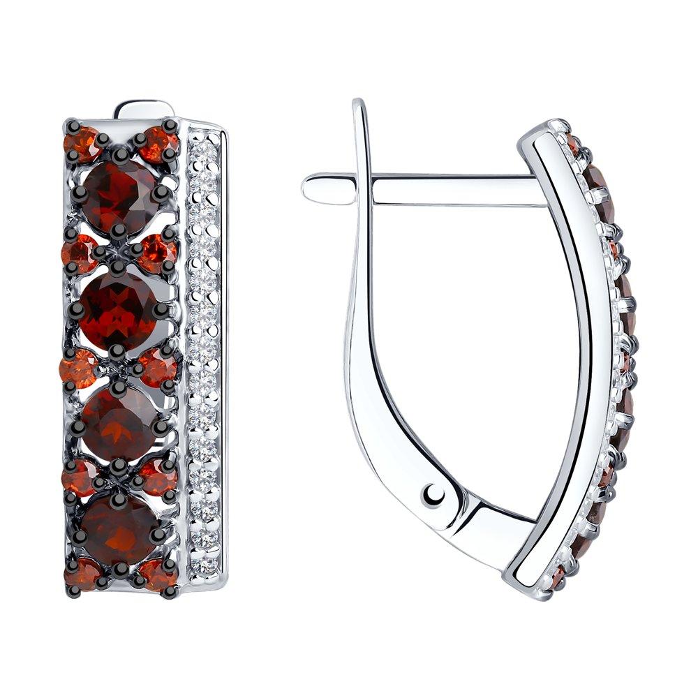 

Серьги из серебра SOKOLOV 92021447, гранат/фианит, 92021447