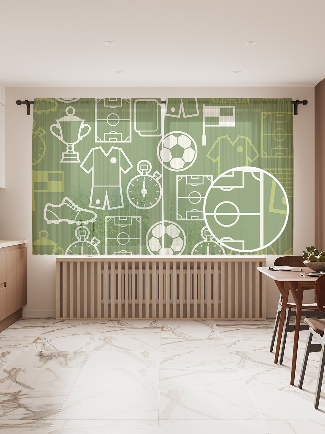 

Фототюль JoyArty "Атрибуты футбола", 145x180 см (2 полотна со шторной лентой + 50 крючков), Атрибуты футбола