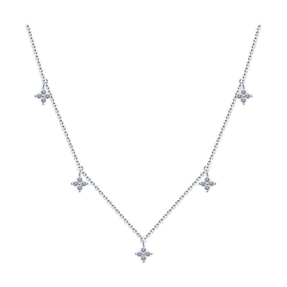 

Ожерелье из серебра 38-43 см SOKOLOV 94070827-91, фианит, 94070827-91