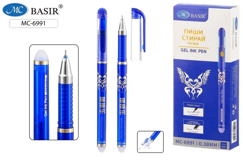 

Ручка гел. пиши-стирай "CLASSIC" синяя, 0.38мм, тонированный синий корпус с рисунком