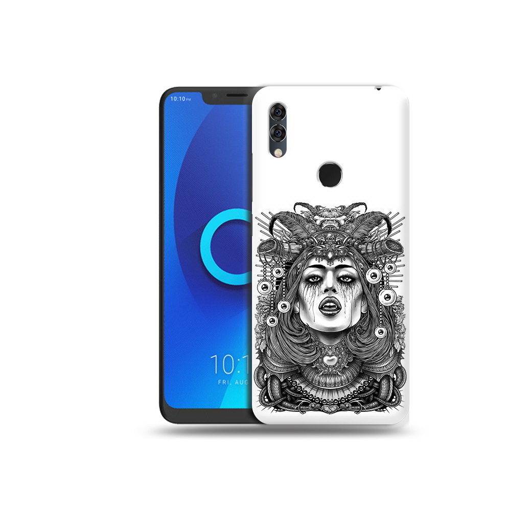 

Чехол MyPads Tocco для Alcatel 5V портрет девушки черно белый, Прозрачный, Tocco