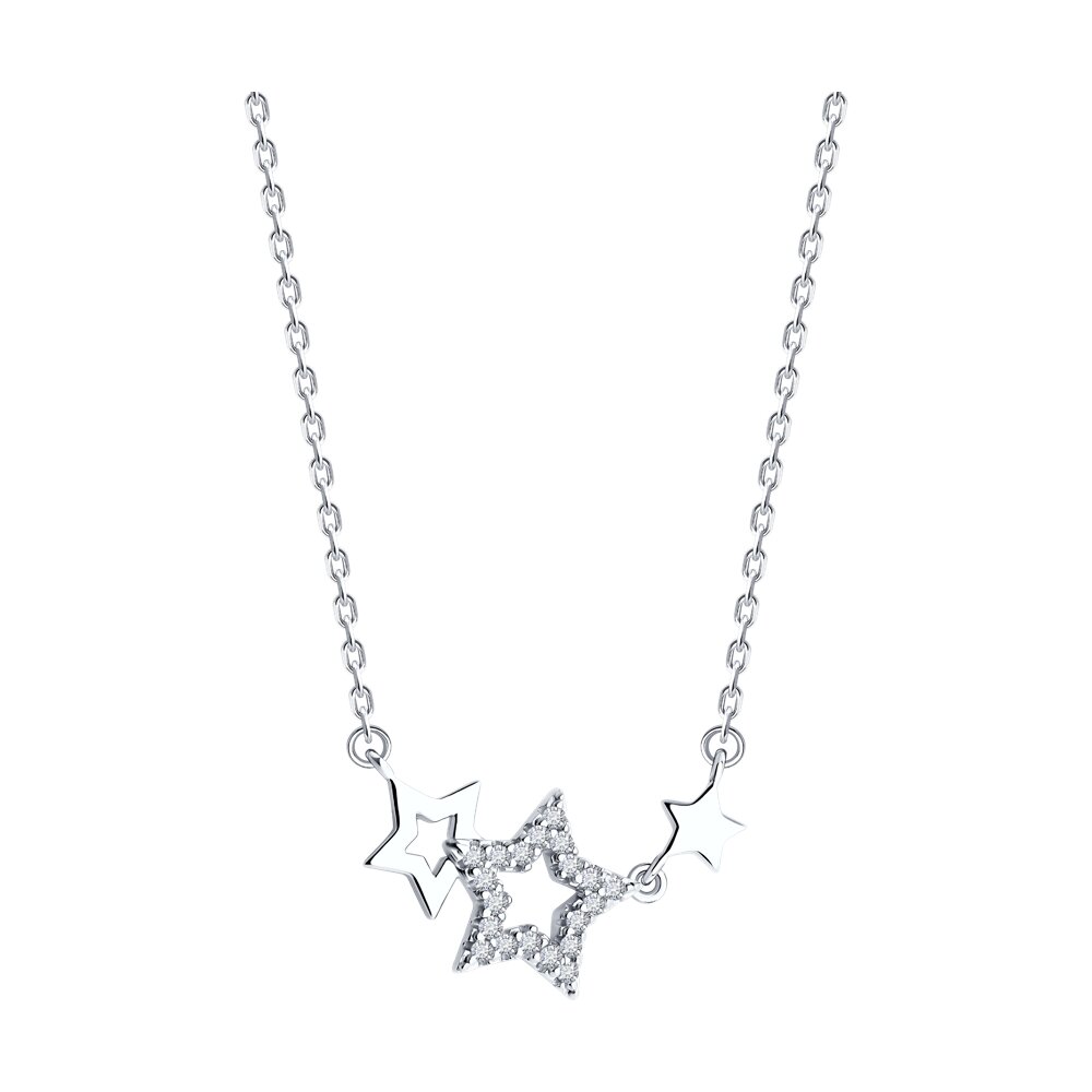 

Колье из серебра 38-43 см SOKOLOV 94070833-91, фианит, 94070833-91