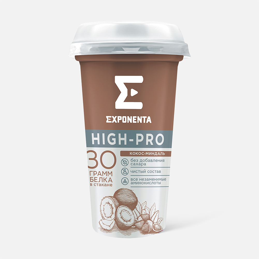 Напиток кисломолочный Exponenta High-Pro кокос и миндаль, обезжиренный, 250 г