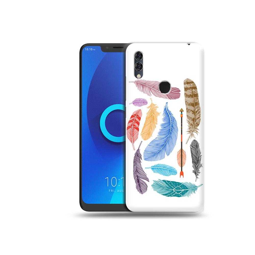 

Чехол MyPads Tocco для Alcatel 5V разноцветные перья, Прозрачный, Tocco