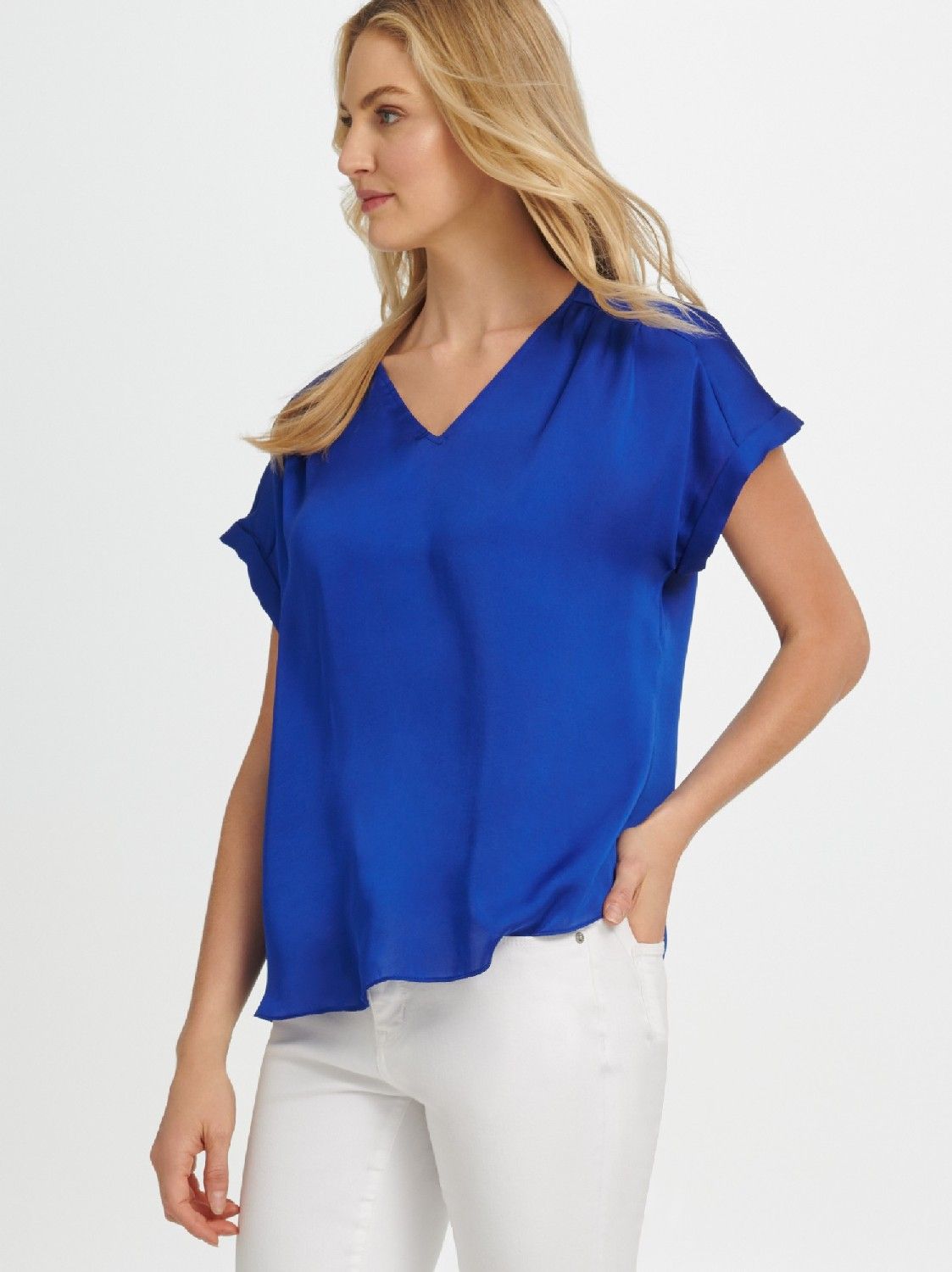 

Блуза женская DKNY P9KA6DJC синяя M, P9KA6DJC