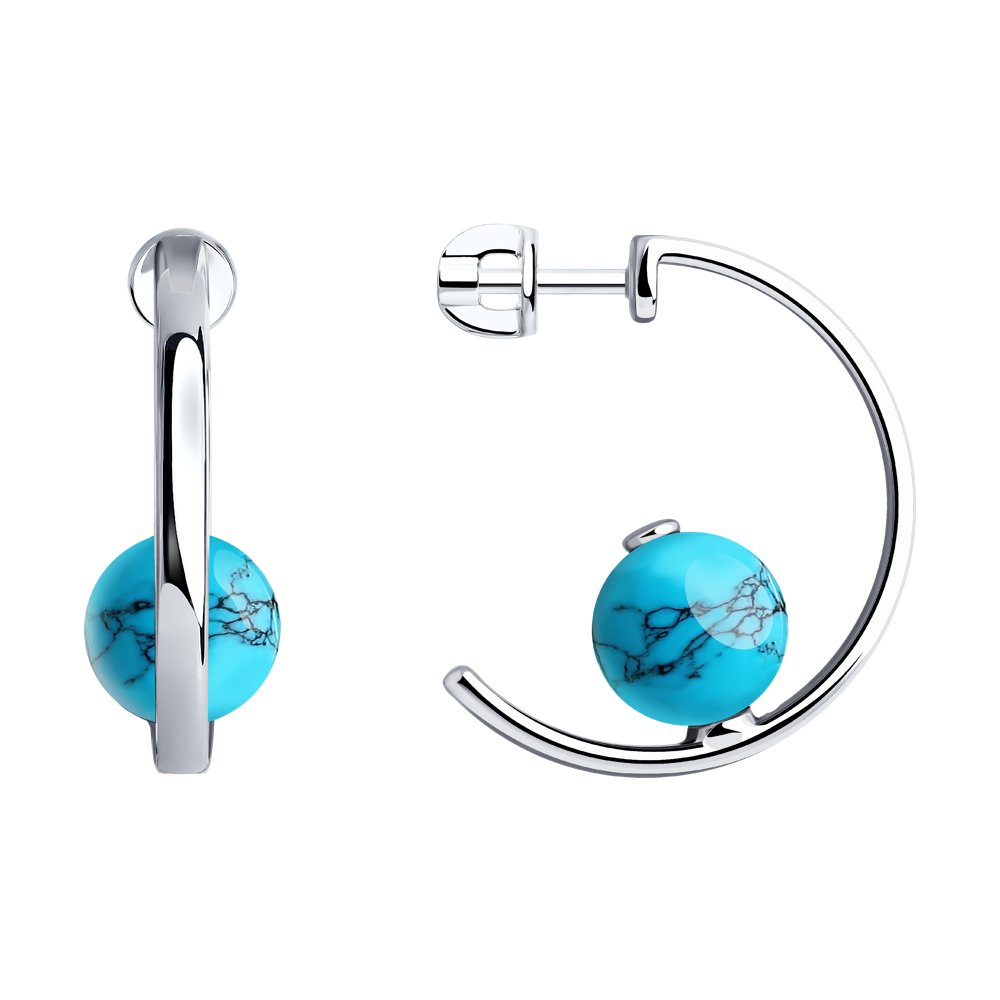 

Серьги женские из серебра SOKOLOV 83020068, бирюза, 83020068