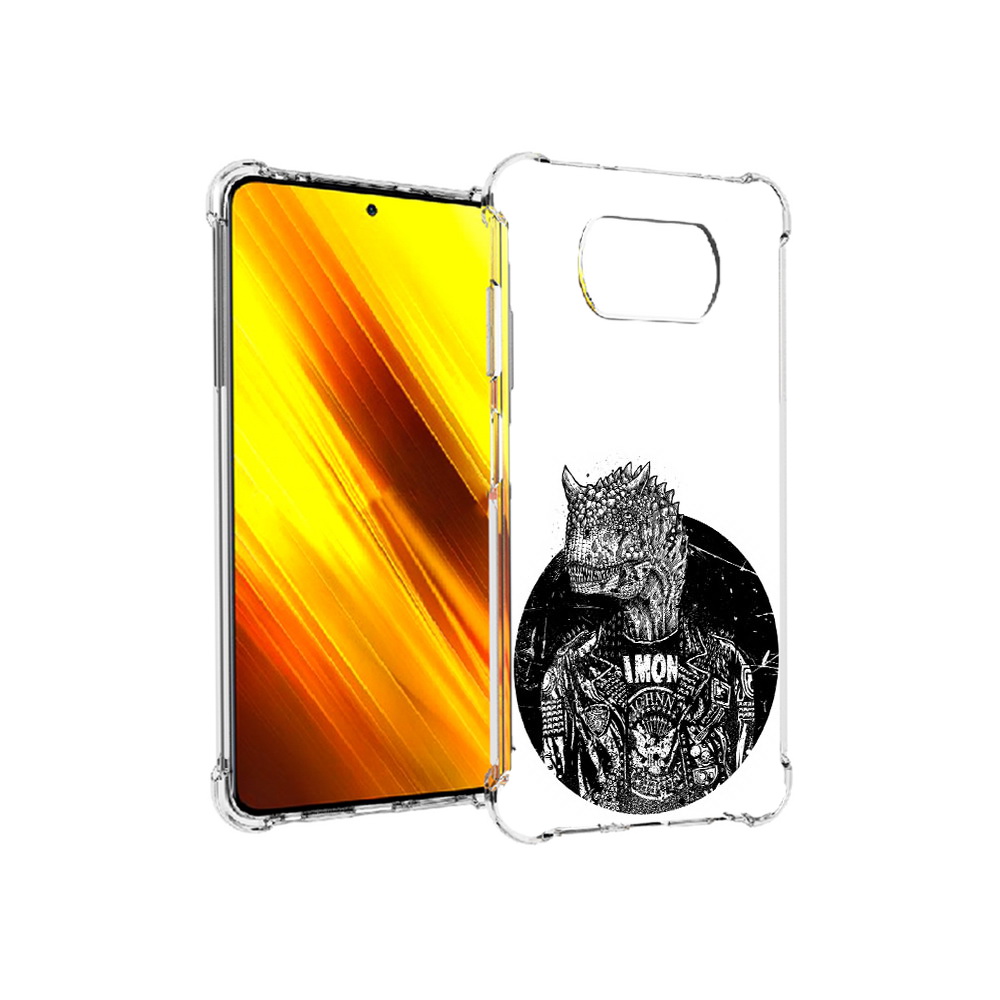 

Чехол MyPads Tocco для Xiaomi Poco X3 динозавр в куртке (PT154881.262.328), Прозрачный, Tocco