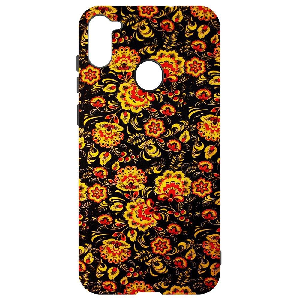 

Чехол-накладка Krutoff Soft Case Хохлома для Samsung Galaxy A11 (A115), Черный