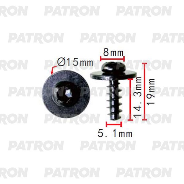 Саморез Vw Audi Seat Skoda Применяемость: Саморез 5.1x19mm PATRON арт.P372315