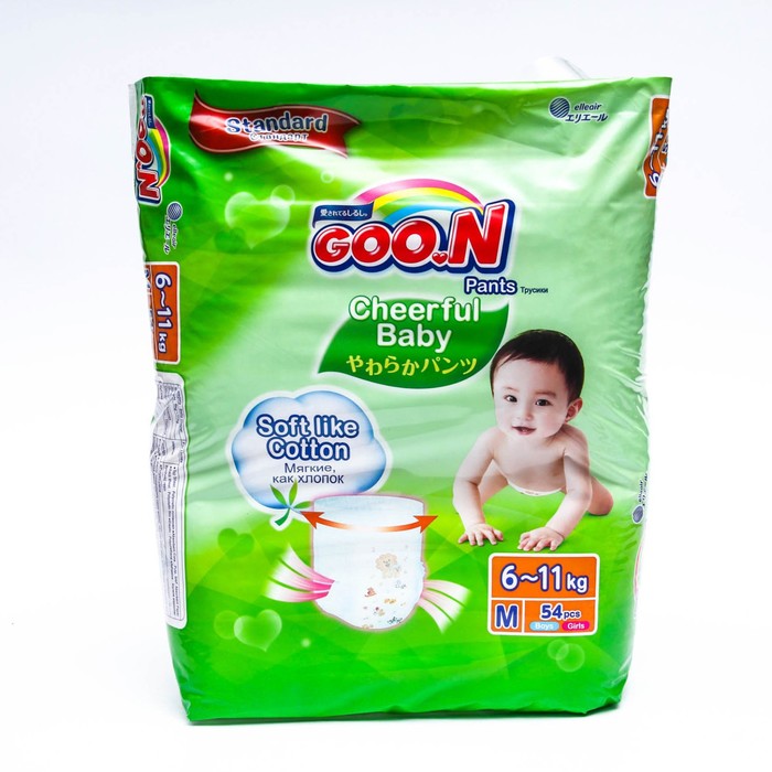 

Подгузники-трусики GOO.N Cheerful Baby M 6-11 кг), 54шт.