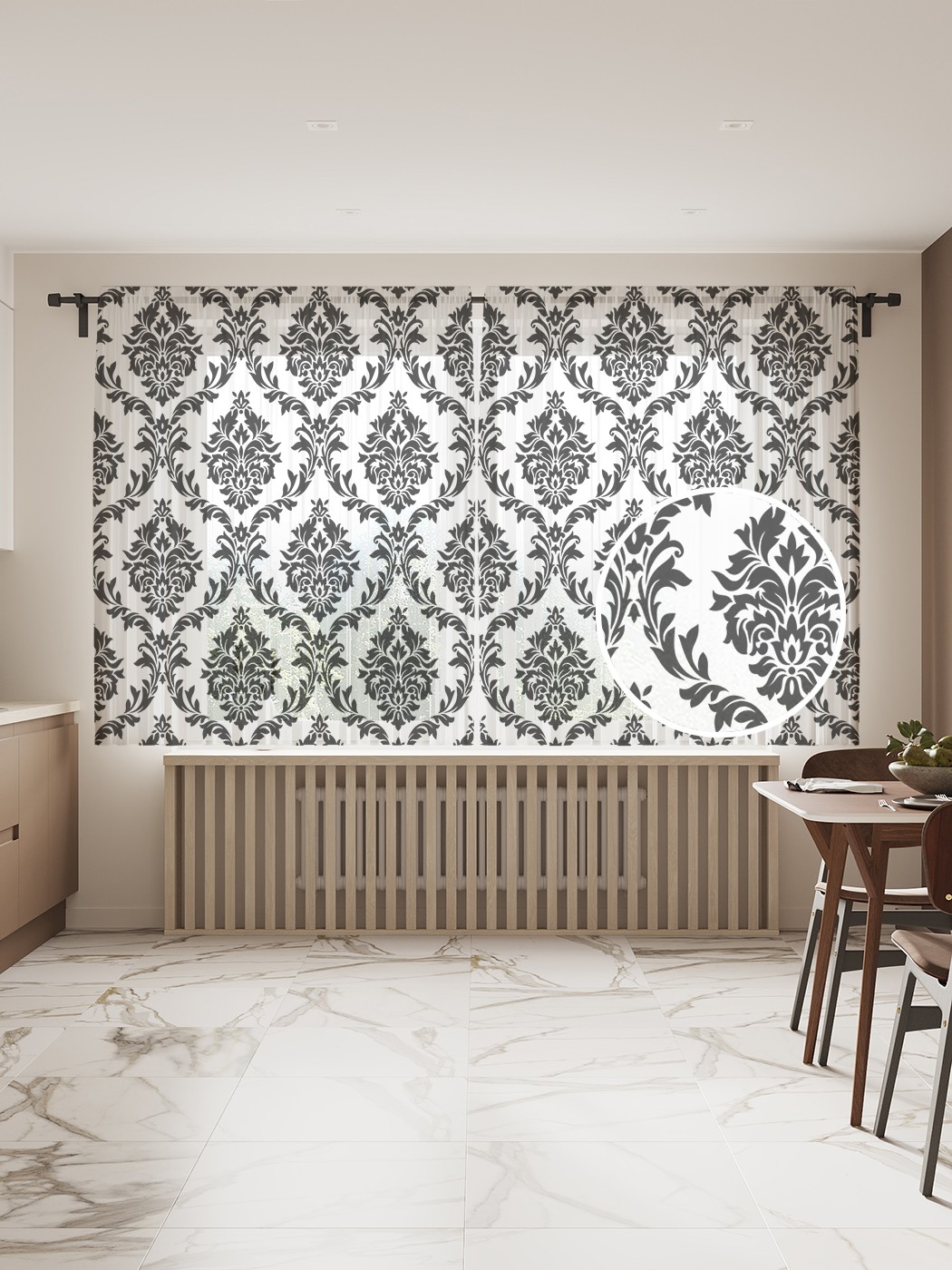 фото Фототюль joyarty "лиственная декорация", 145x180см (2 полотна с лентой + 50 крючков)