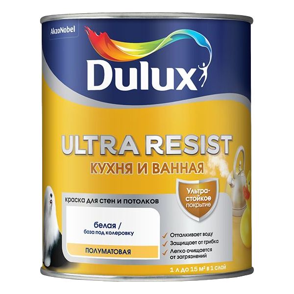 фото Dulux краска в/д ultra resist кухня и ванная bw 2,5 л