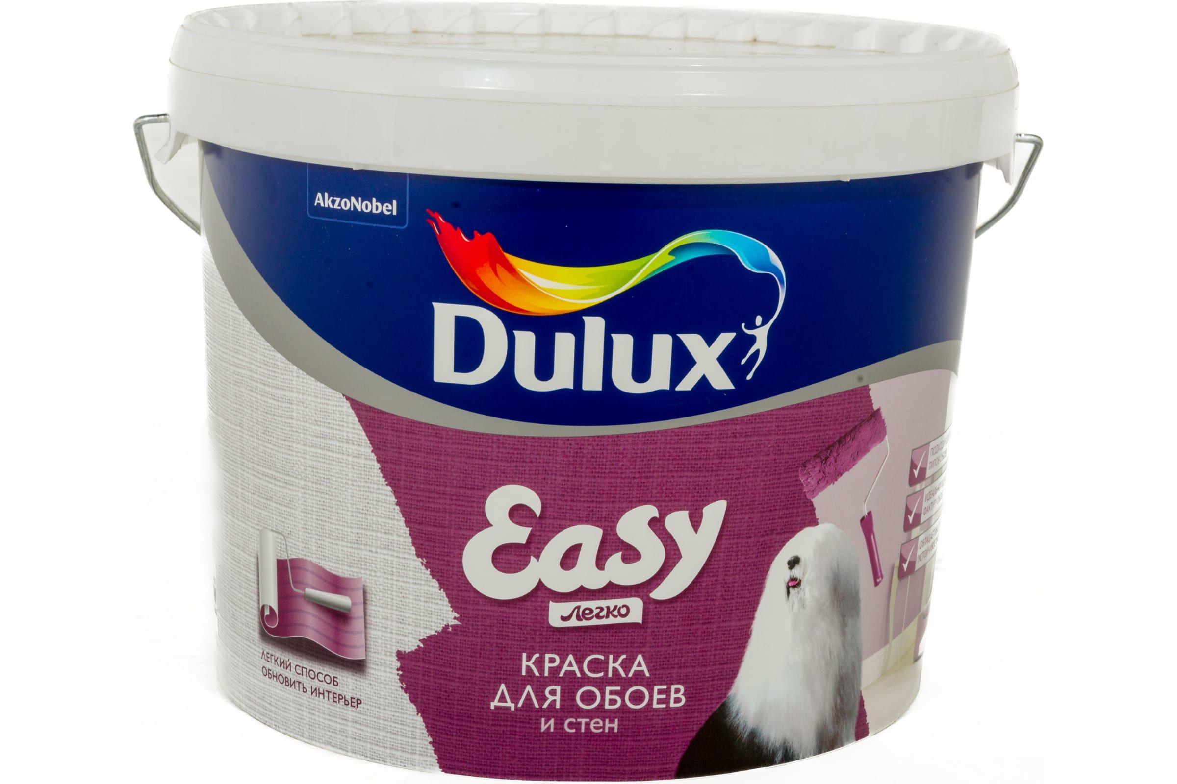 фото Dulux краска в/д для обоев и стен easy bw 10 л