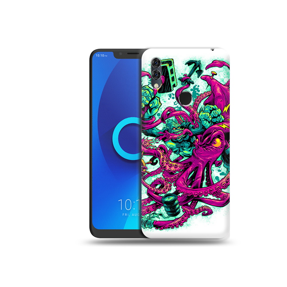 

Чехол MyPads Tocco для Alcatel 5V фиолетовый кракен, Прозрачный, Tocco