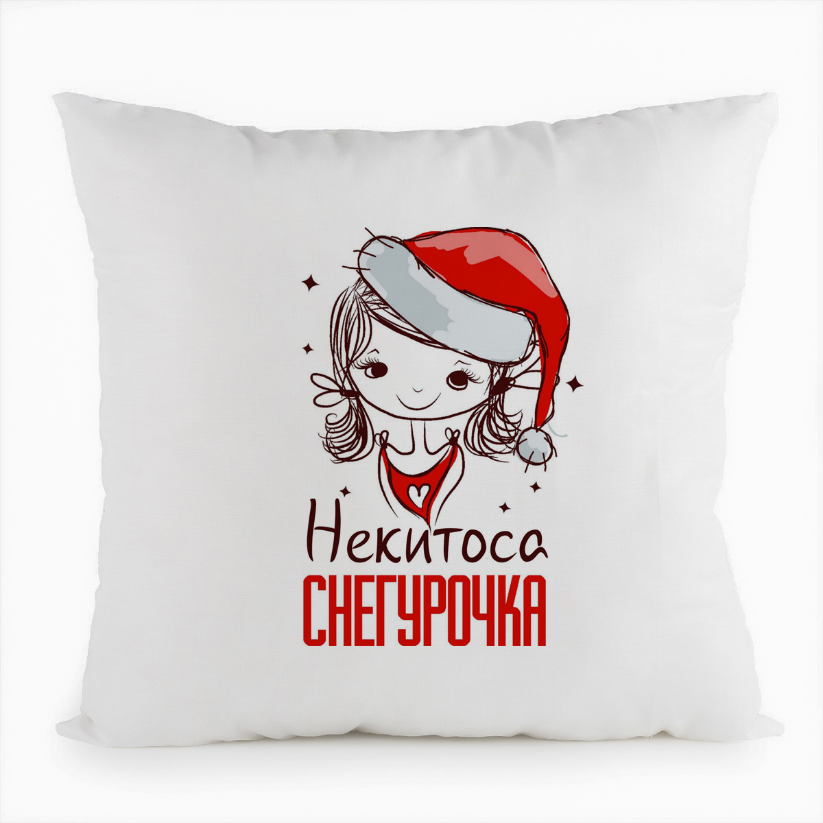 фото Подушка белая coolpodarok некитоса снегурочка девочка в колпаке