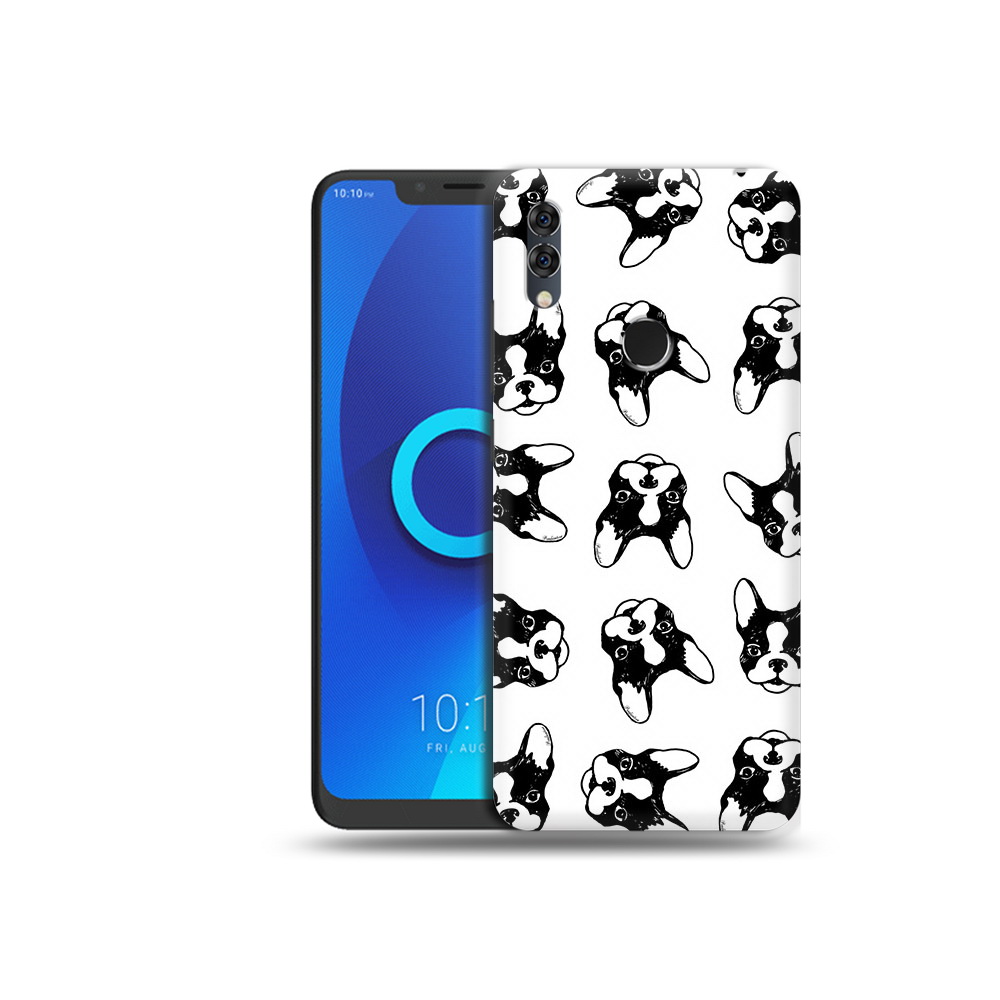 

Чехол MyPads Tocco для Alcatel 5V черно белые собачки, Прозрачный, Tocco