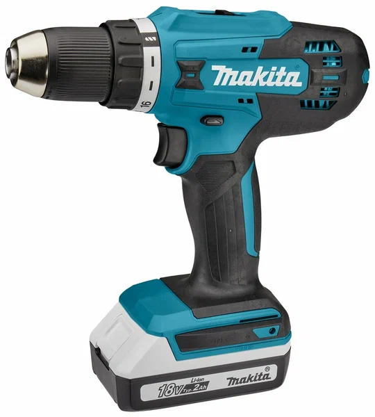 

Дрель-шуруповерт аккумуляторная Makita DF488DWAE 18В, 13мм, 42/24Нм (2x2.0Ач, з/у), DF488DWAE