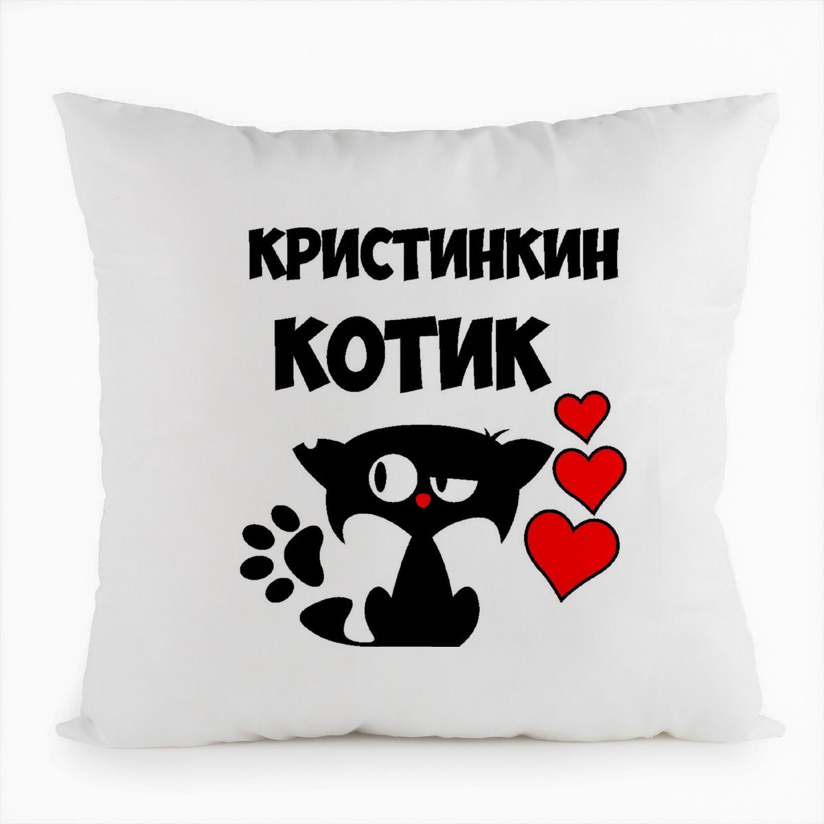 фото Подушка белая coolpodarok кристинкин котик