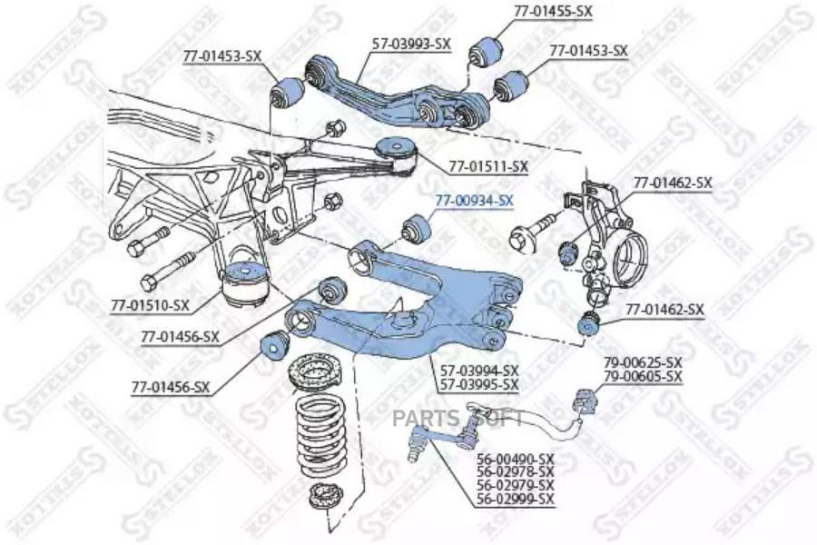 

77-00934-SX_САЙЛЕНТБЛОК ЗАД.РЫЧАГА AUDI 80A6 QU 1шт