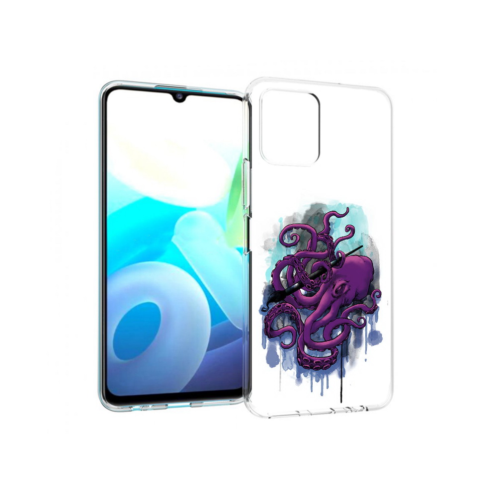 

Чехол MyPads Tocco для Vivo Y15s фиолетовый осьминог (PT224456.390.658), Прозрачный, Tocco