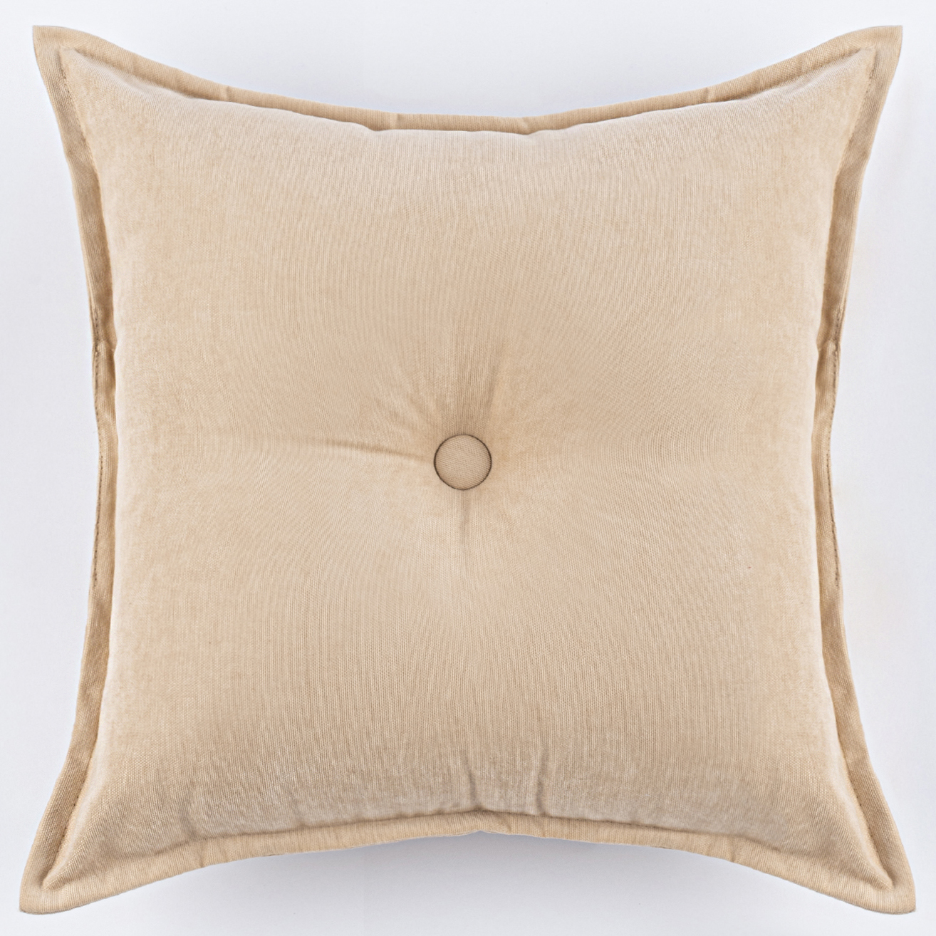 фото Декоративная подушка канвас с пуговицей zengintex, 45х45 см. кремовый