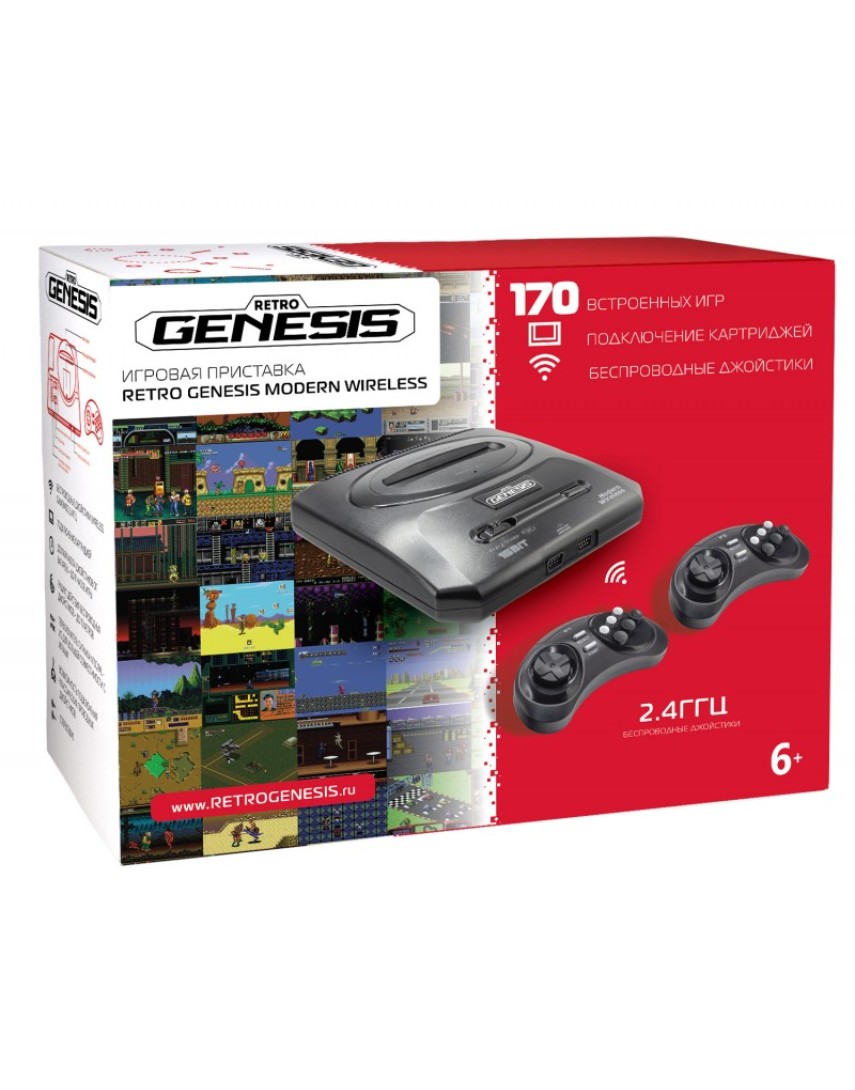 Игровая приставка 16 bit Retro Genesis Modern + 170 игр + 2 геймпада (ZD-02A)