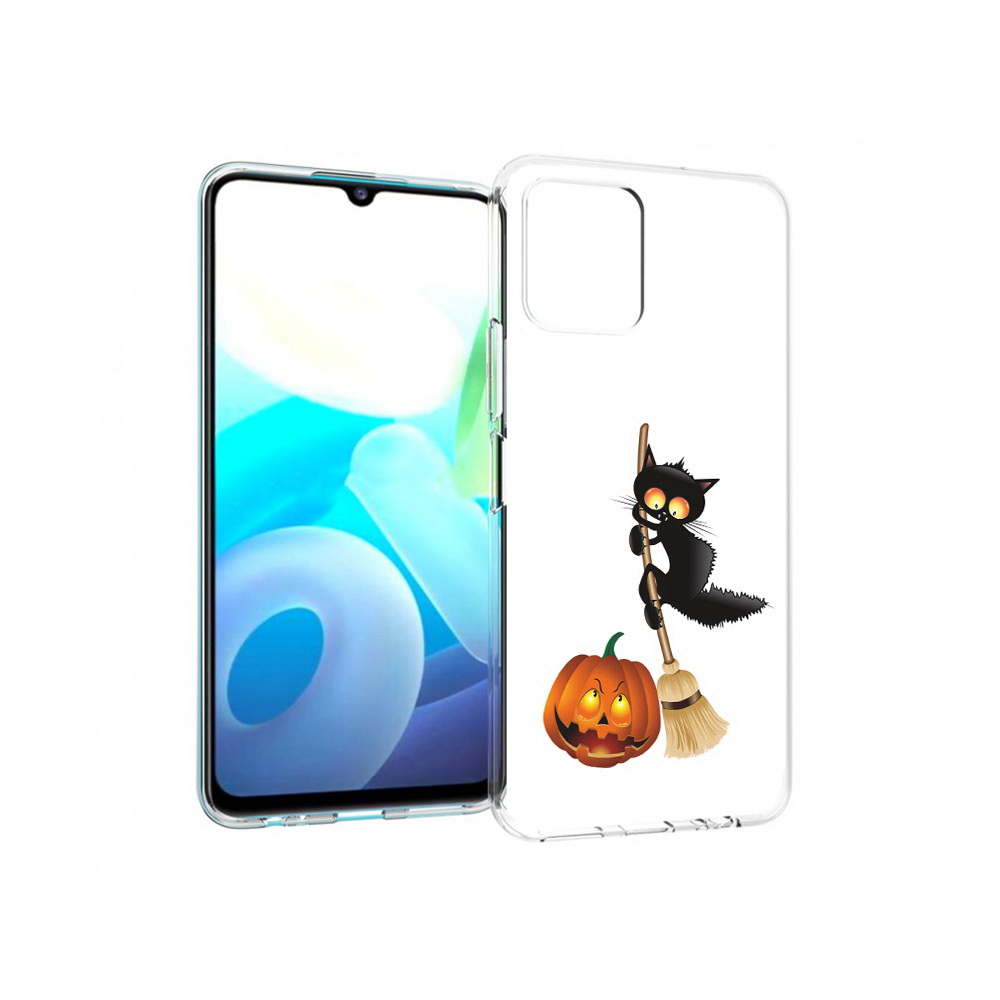 

Чехол MyPads Tocco для Vivo Y15s хэлуинский котик (PT224456.390.667), Прозрачный, Tocco