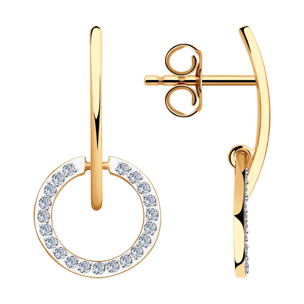 

Серьги подвески из красного золота SOKOLOV 029280, фианит, 029280