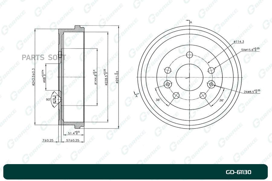 

G-BRAKE GD-61130 Барабан тормозной G-brake GD-61130