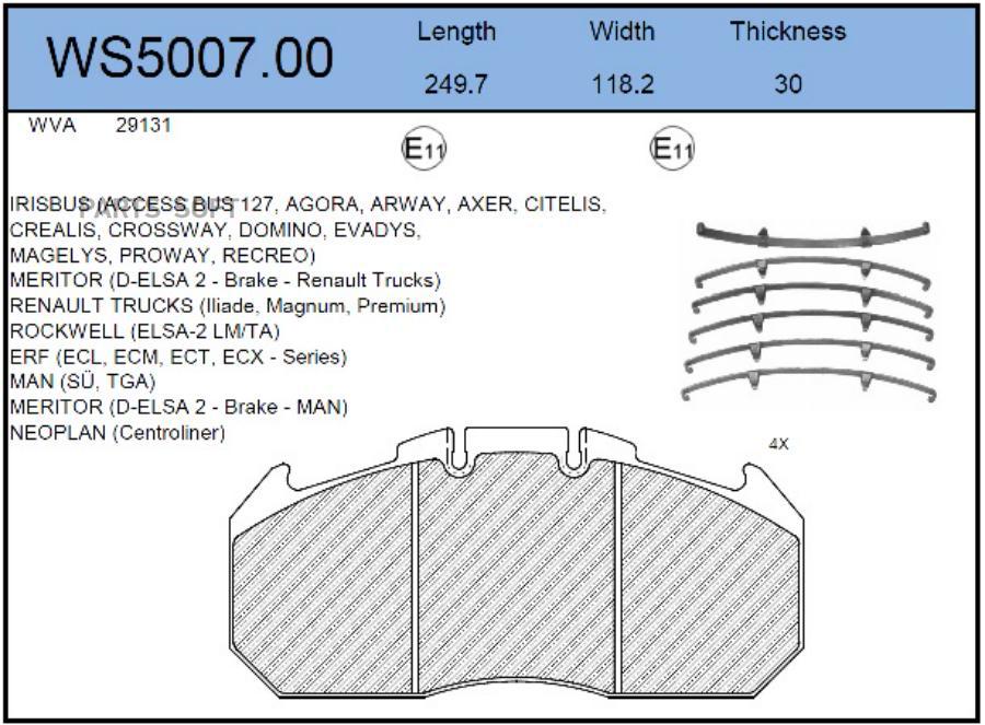 

Тормозные колодки JEENICE дисковые WS500700