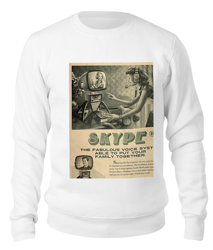 

Свитшот унисекс Printio Skype retro white белый S, Skype retro white