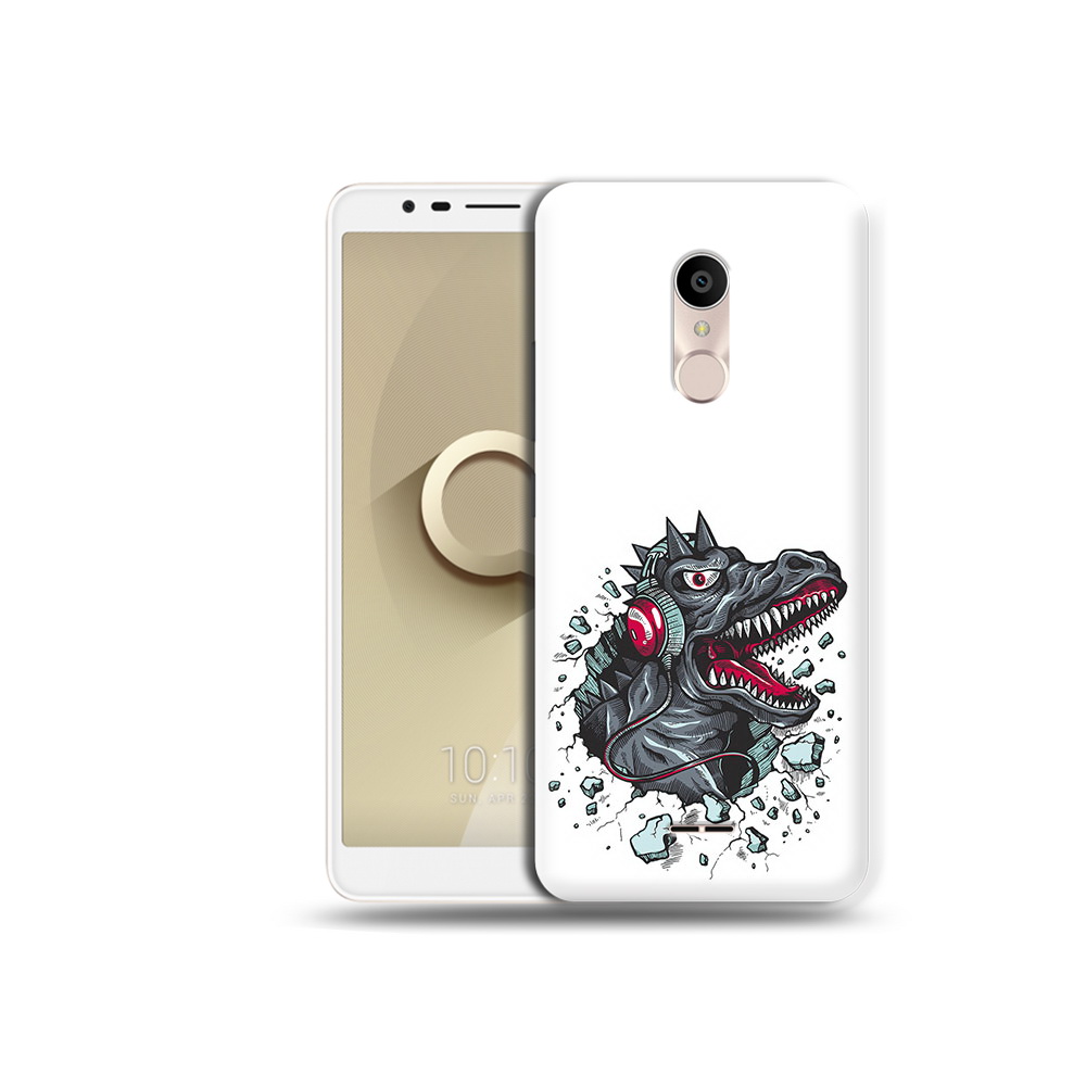 

Чехол MyPads Tocco для Alcatel 3C 5026D Нарисованный динозавр в наушниках, Прозрачный, Tocco