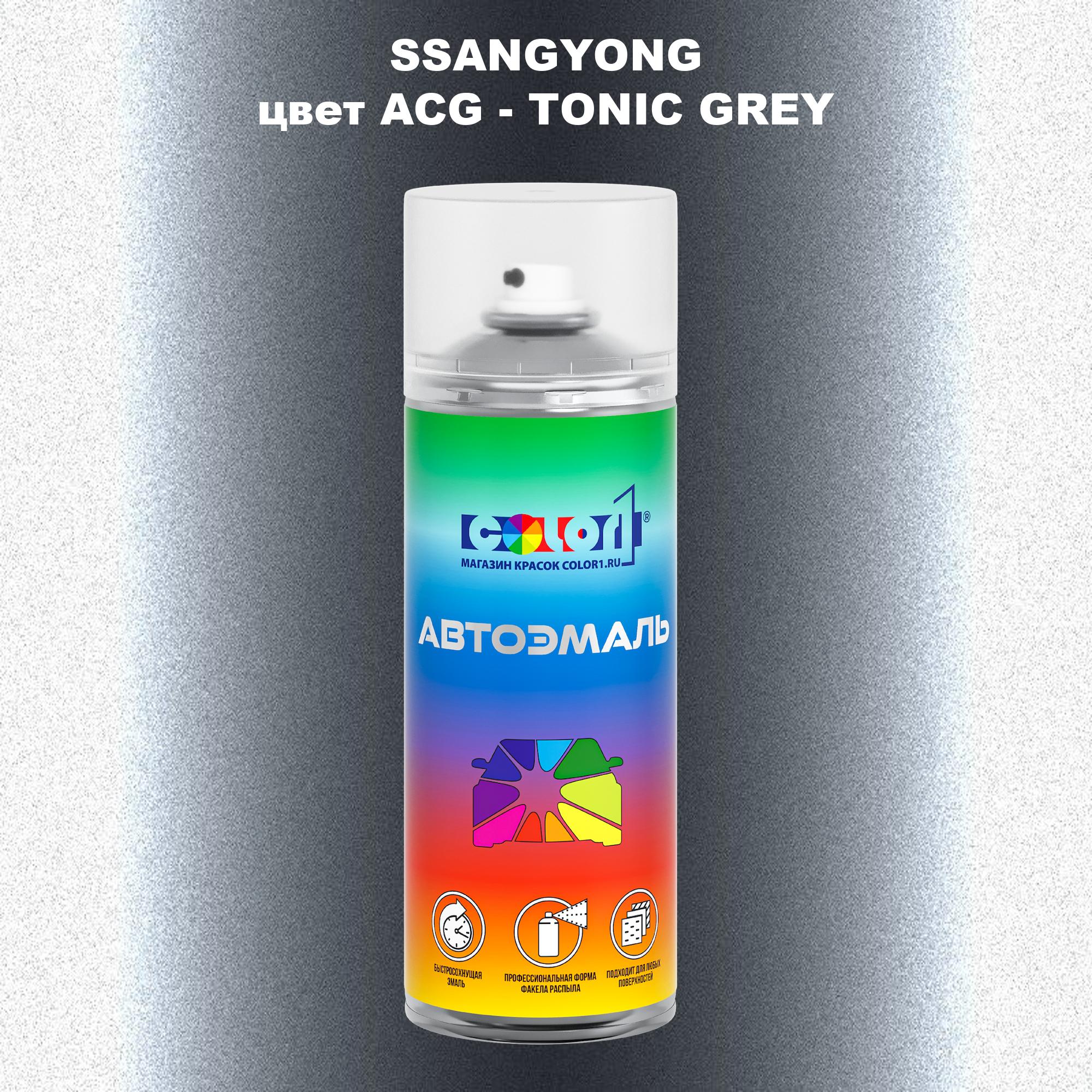 

Аэрозольная краска COLOR1 для SSANGYONG, цвет ACG - TONIC GREY, Прозрачный