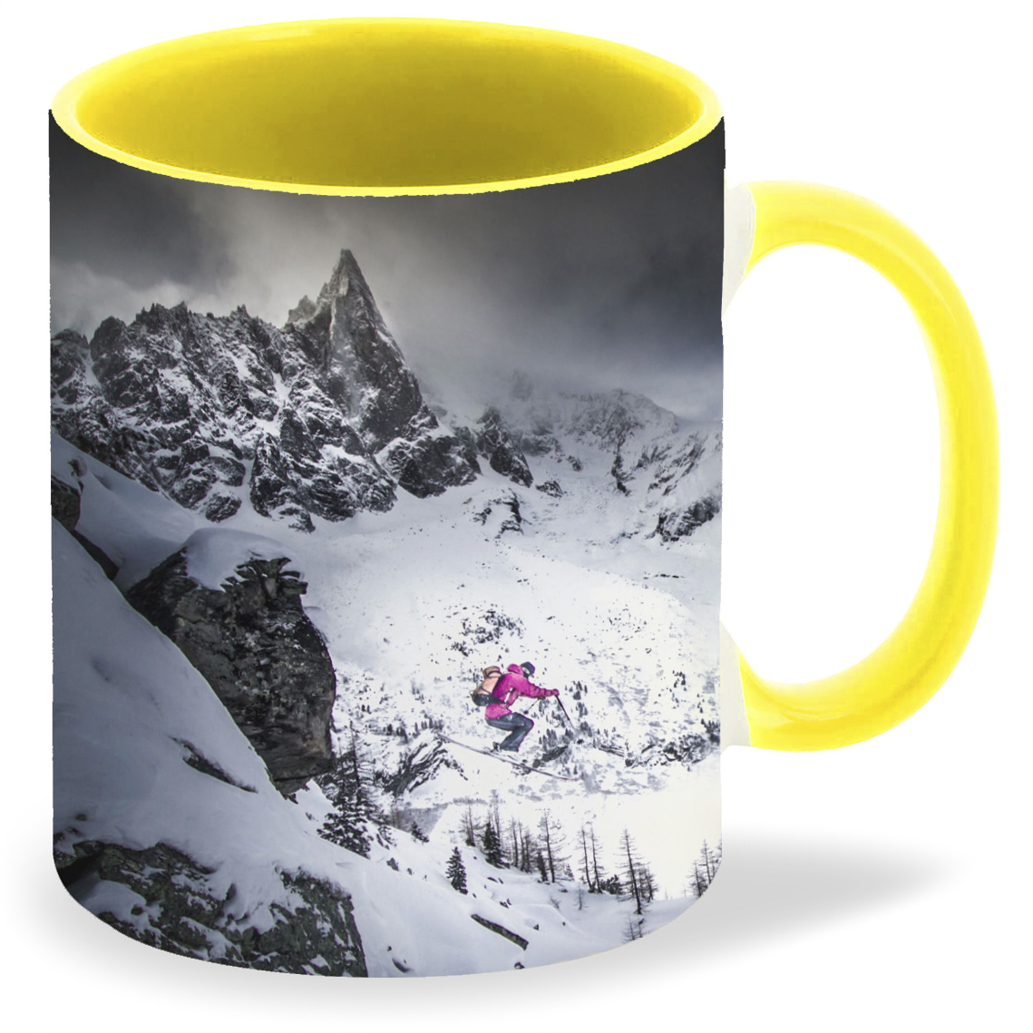 фото Кружка coolpodarok лыжи лыжник прыжек с горы фиолетовый костюм