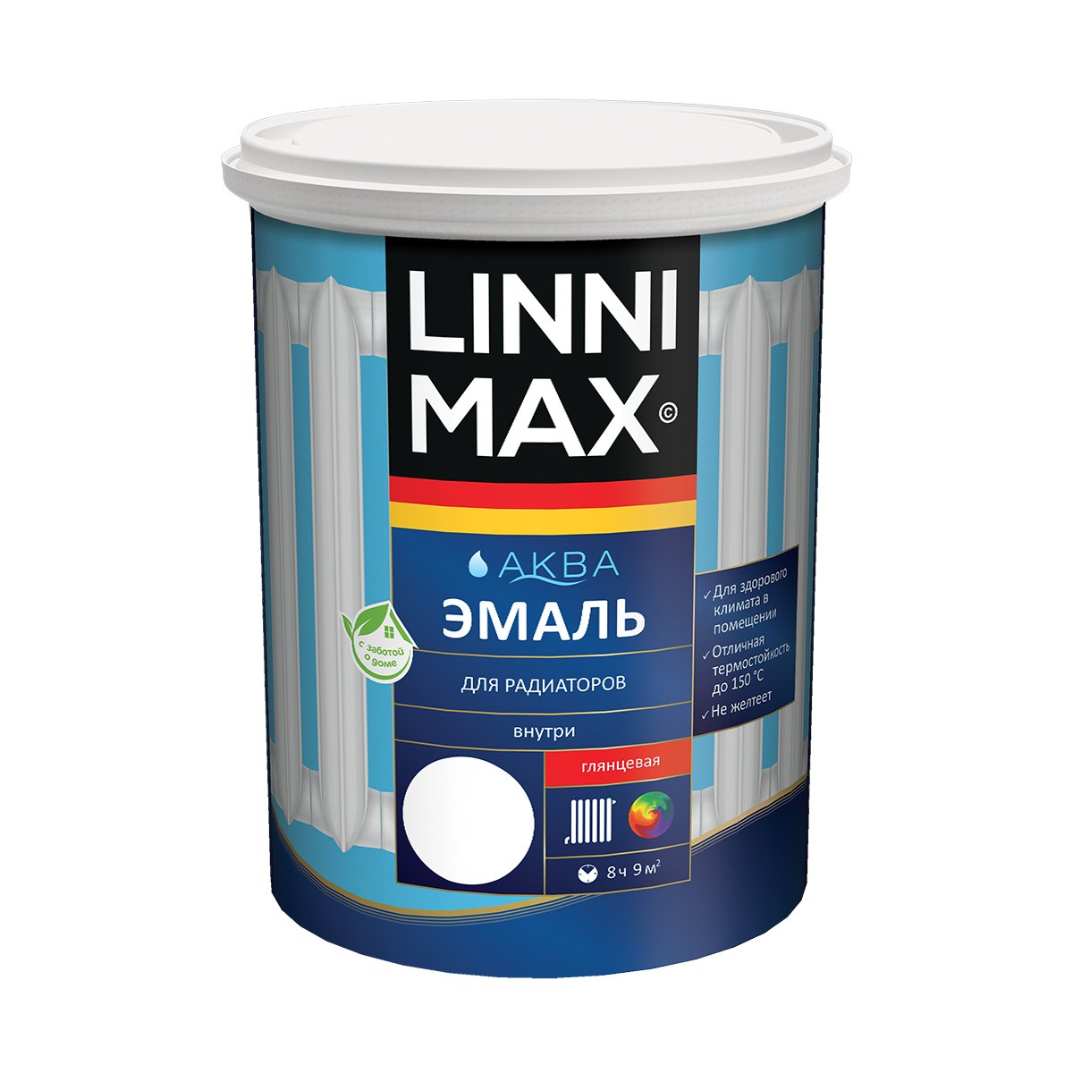 Эмаль для радиаторов Linnimax Аква акриловая глянцевая белая 0,9 л