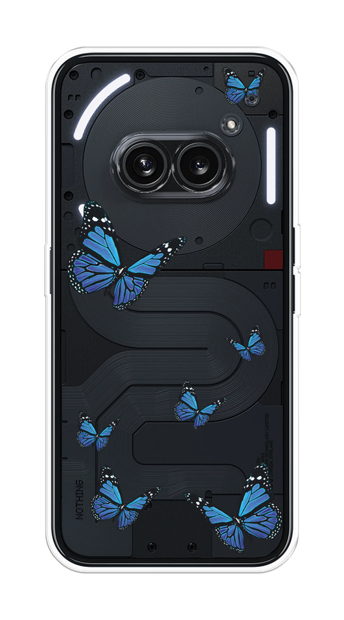 

Чехол на Nothing Phone 2a "Blue butterflies", Синий;черный, 3300350-1