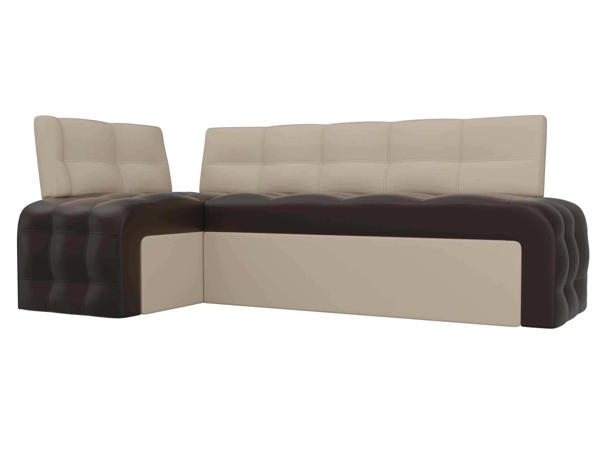 

Диван кухонный Лига Диванов Люксор левый угол 210х115х82, искусст кожа, коричневый/бежевый, Люксор