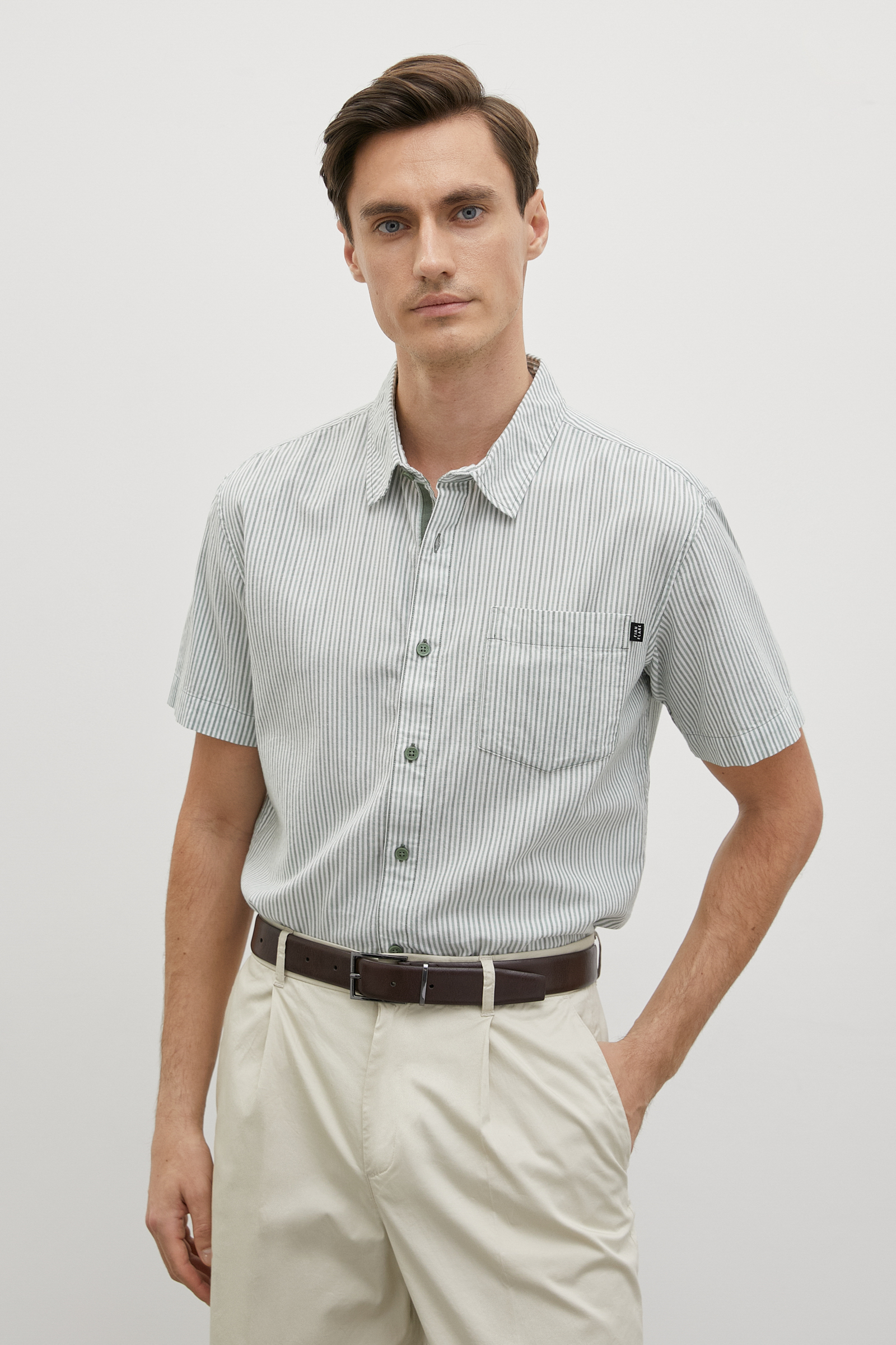 Рубашка мужская Finn Flare FSC21024 зеленая 2XL