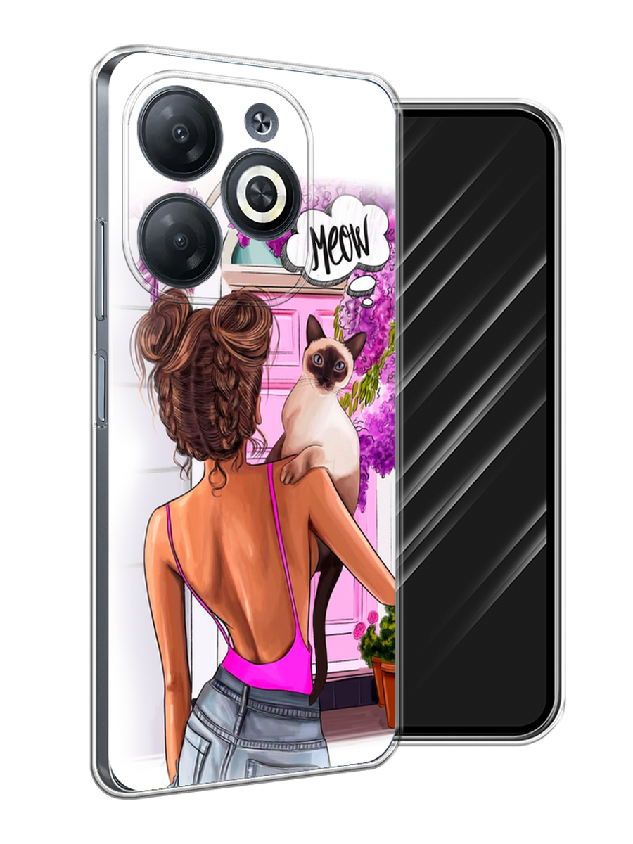 

Чехол Awog на Infinix Smart 8/8 HD/Hot 40i "Девушка с кошкой", Розовый;коричневый, 3105650-1